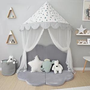 北欧风儿童帐篷游戏屋儿童房壁挂婴儿床头角装饰半月床幔读书蚊帐