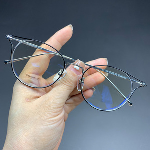 宝剑克罗心眼镜框全框猫眼复古黑金近视纯钛圆形女超轻变色眼镜架