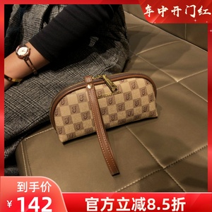 香港品牌真皮女包2024新款迷你通勤零钱包质感高级手拿包格子小包