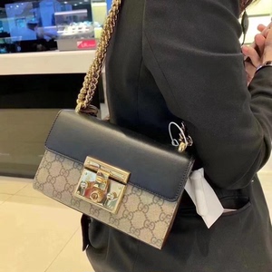 gucci/古驰女包 padlock中号拼皮印花锁扣单肩包斜挎包链条包小方