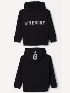 24春夏Givenchy纪梵希童装logo4G装饰黑色连帽卫衣代购