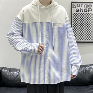 白色卫衣拼接衬衫