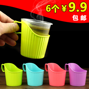 锦木熙旗舰店天猫包邮加厚透明杯托一次性杯子隔热杯托架塑料纸杯套