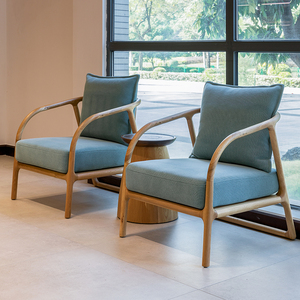 000人付款天猫东家家具青山橡全实木休闲圈椅休闲几组