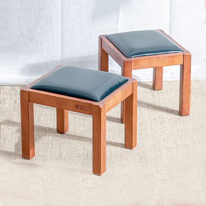 东家儿童凳子 实木方形踩脚凳小板凳客厅矮皮质软包小凳子