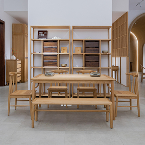 000人付款天猫东家家具青山橡全实木餐桌椅组合现代简