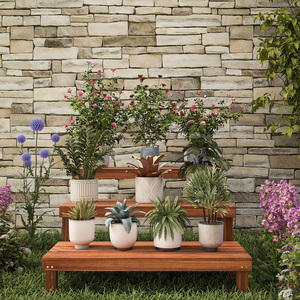 防腐实木花架子阳台花台户外庭院落地式多层阶梯绿萝多肉置物花架