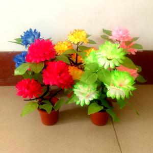 烧纸祭祀用品仿真塑料 五朵菊花盆花五七 姑娘花上坟清明假花烧七