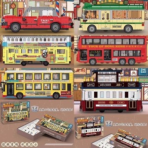 中国积木创意香港双层巴士公交车复古的士电车儿童拼装玩具礼物