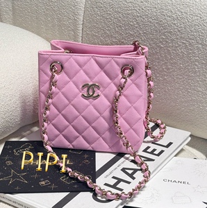 皮皮正品|chanel香奈儿23p新款荔枝皮小水桶包hobo嬉皮包