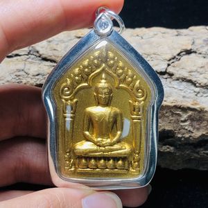 泰国手工艺 佛牌真品 龙婆醒 金达玛尼 坤平佛吊坠 拉胡 纯银外壳