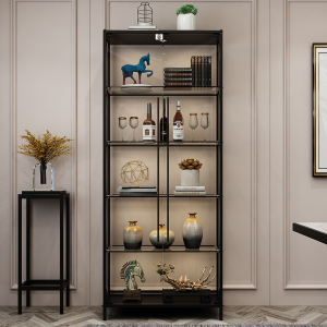 酒柜靠墙现代简约家用客厅餐边柜茶色玻璃轻奢高档手办红酒展示柜