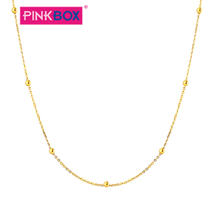 PINKBOX18k金项链珠珠链女款经典彩金珠子百搭锁骨链素链单珠链