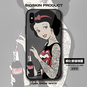 iphonex朋克白雪公主手机壳oppor11sp保护套苹果8plus6sp7p玻璃壳