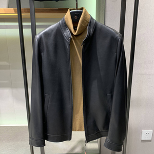 语嫣然520淘宝博斯绅威男装秋冬款连帽商务休闲羊皮皮衣