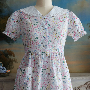 【日系小花】甜美80年代昭和风可爱碎花娃娃领短袖全棉复古连衣裙