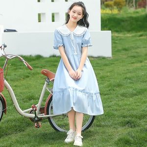 2024夏季新款童装韩系女童连衣裙娃娃领女孩表演服儿童长裙中大童