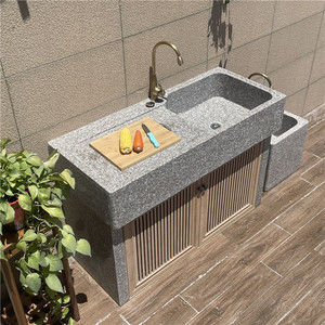大理石洗衣池户外整石一体洗手盆阳台家用花岗岩水槽庭院水池台盆