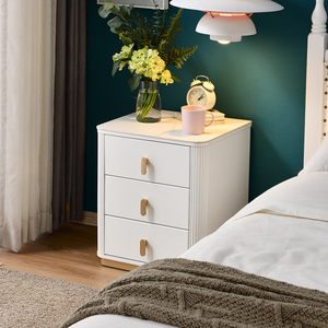 北欧轻奢床头柜卧室现代简约小型实木岩板床边柜ins风高级收纳柜