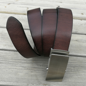 304不锈钢滚轴皮带男真皮头层牛皮无牙无孔腰带老式经典滚珠裤带