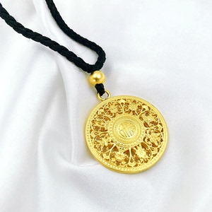 苗公子珠宝 古法黄金999足金硬金佛传八宝罗盘传承吊坠项链送配绳