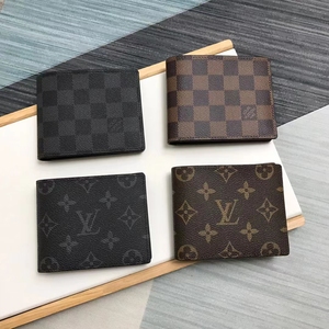 正品代购lv/路易威登男士短款钱包老花棋盘格对折钱夹卡包m60895