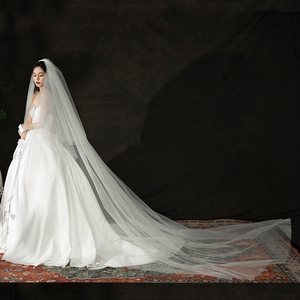 新娘头纱长款结婚礼主婚纱超长拖尾头纱森系户外简约仪式拖地纱