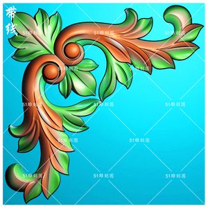 精雕图jdp浮雕木雕边角木门贴花bmp灰度图jh-168欧式洋花角花带线