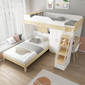 儿童床上下床高低床双层床子母床上下铺床成人上床下桌组合带书桌