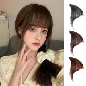 法式空气八字网红真发刘海假发女修脸两侧遮大脸自然隐形假发片