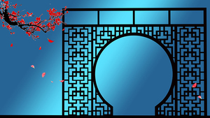 戏曲屏风梅花拱门古典古风中式高清led大屏幕舞台背景虚拟静态图