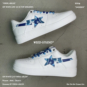 马思唯同款bapesta蓝粉绿迷彩联名闪电高街撞色男女低帮休闲板鞋