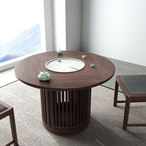 实木圆茶桌中式