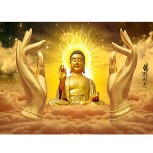 如来佛祖背景墙佛法无边墙纸寺庙佛教禅意无缝壁纸3d佛堂佛台壁画