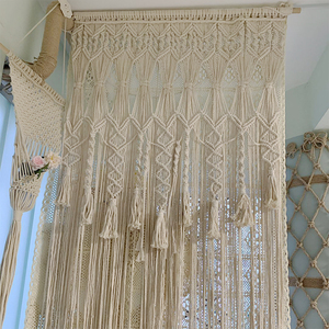 北欧手工编织门帘 棉绳制作半帘民宿家居装饰帘子波西米亚风窗帘