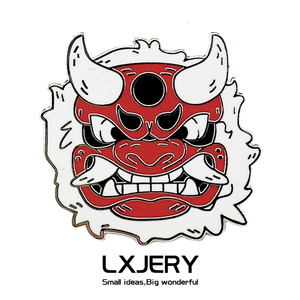 lxjery 日本般若面具胸针 魔鬼仿珐琅金属徽章 朋克书包装饰针