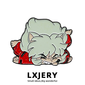 LXJERY 摔倒的犬夜叉胸针 可爱动漫金属徽章 书包装饰衣领别针