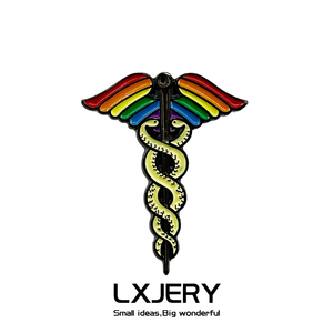 lxjery 双蛇杖胸针 赫尔墨斯的权杖金属徽章 创意书包装饰