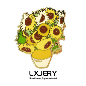 lxjery 梵高向日葵珐琅胸针 画家艺术家美术生书包金属徽章装饰