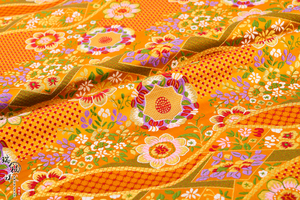 日本和风布料外贸 西阵织织锦缎金襕织物 腰带 笔袋茶席-风中花