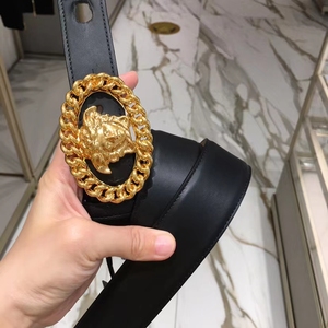 正品代购 范思哲versace 一线女款女士皮带金色美杜莎宽2.5cm