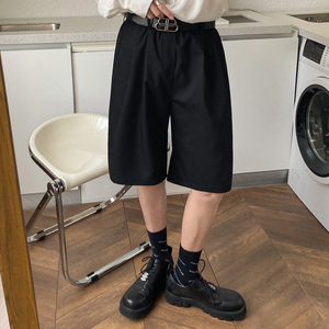黑色dk西装短裤日系高级感过膝6七分裤子夏季男款潮ins轻熟风男装