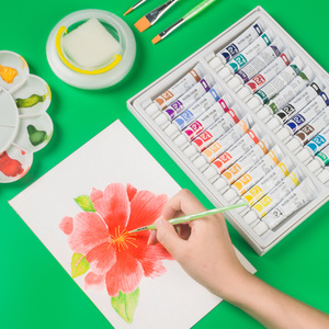 手绘成人24色儿童画画颜料可水洗美术用品绘画宝宝水彩颜料工具箱套装