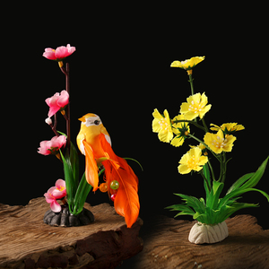 创意凉菜刺身酒店盘饰摆盘装饰花草刺身菜品点缀仿真花草小摆件