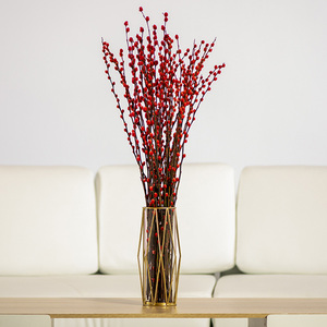 银柳真花干花鲜枝新年七彩年宵花卉客厅装饰摆设摆件喜庆招财福桶