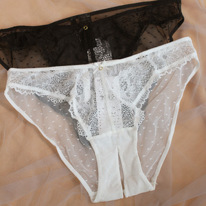 出口开裆开叉内裤女 免脱诱惑透视蕾丝火辣性感情趣大码三角裤