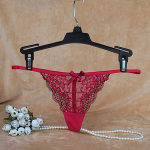 b欧美内衣馆性感透明蕾丝无痕细绳腰边低腰女式丁字裤t裤大码内裤