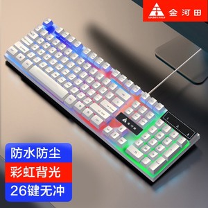 金河田M01键盘鼠标套装 电脑台式USB有线发光游戏键鼠 机械手感