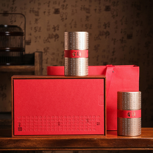 2024新款复古茶叶包装盒空礼盒红茶绿茶两圆罐茶盒礼盒装空盒定制