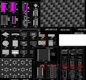 工装家装园林景观园建地铺铺装地面铺装样式93款cad图纹图案素材